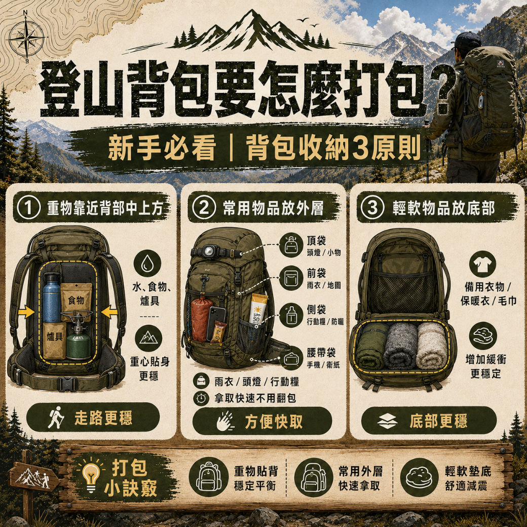 高雄登山背包要怎麼打包-登山背包打包技巧