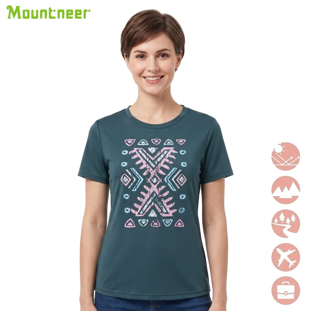 山林 MOUNTNEER 女木醣醇涼感印花上衣 51P36-71 親膚舒適 吸濕排汗 快乾 涼感透氣 喜樂屋戶外登山