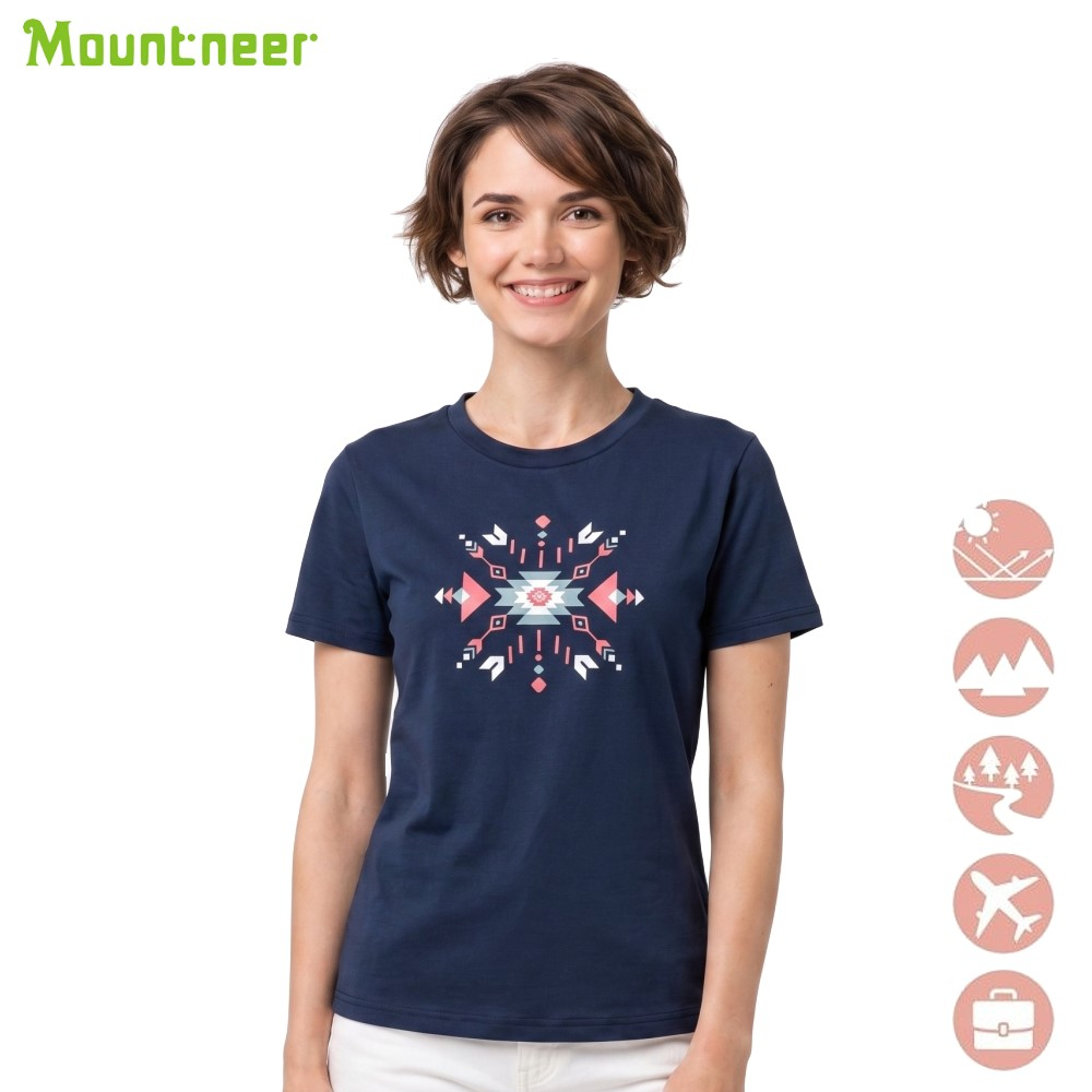 山林 MOUNTNEER 女木醣醇涼感印花上衣 51P30 親膚舒適 吸濕排汗 快乾 涼感透氣 喜樂屋戶外休閒