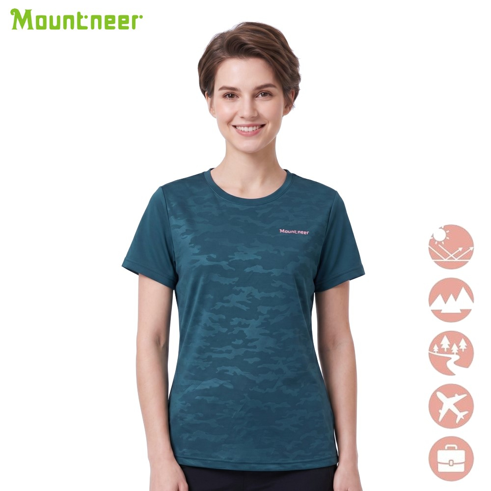 山林 MOUNTNEER 女木醣醇涼感印花上衣 51P12-84 親膚舒適 吸濕排汗 快乾 涼感透氣 喜樂屋戶外休閒