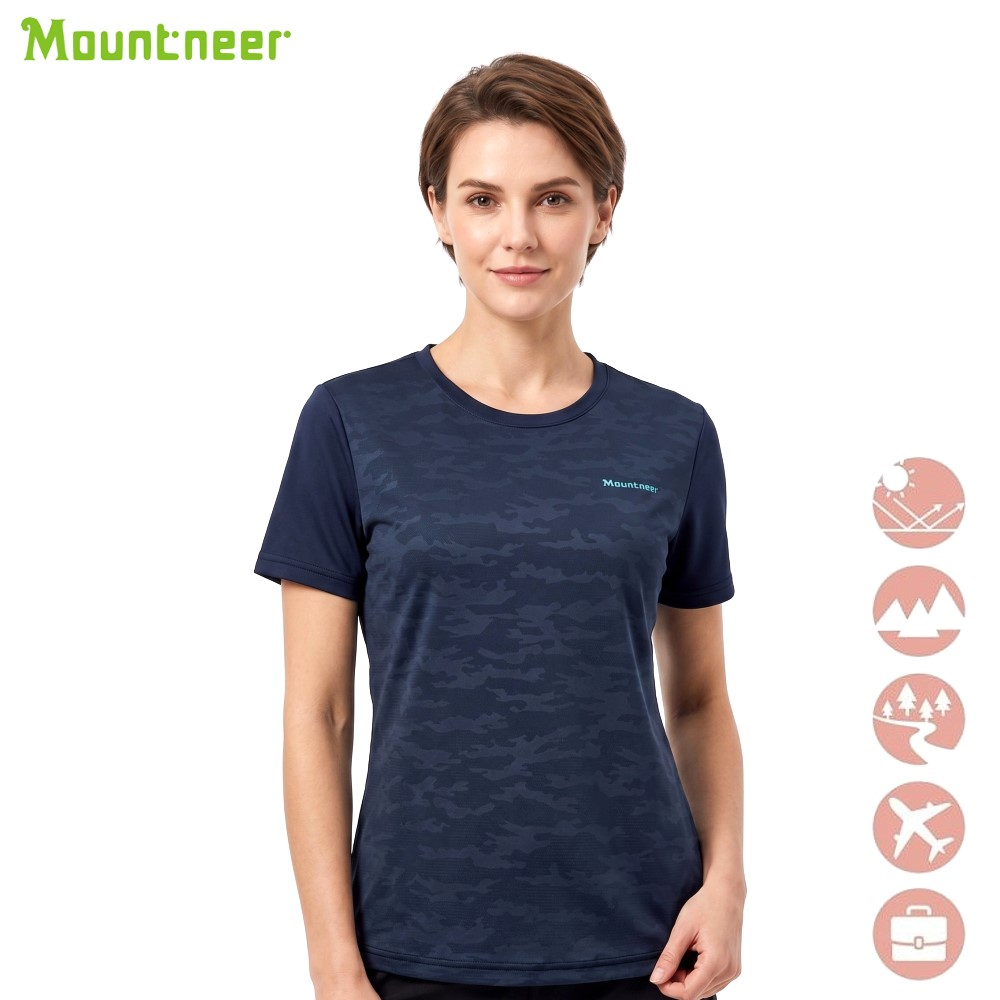山林 MOUNTNEER 女木醣醇涼感印花上衣 51P12-88 親膚舒適 吸濕排汗 快乾 涼感透氣 喜樂屋戶外休閒