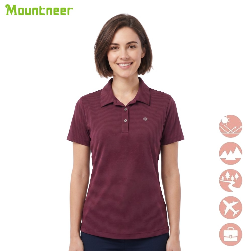 山林 MOUNTNEER 女銀纖涼感POLO上衣 排汗POLO衫 41P50 吸濕排汗 快乾 涼感透氣 喜樂屋戶外休閒