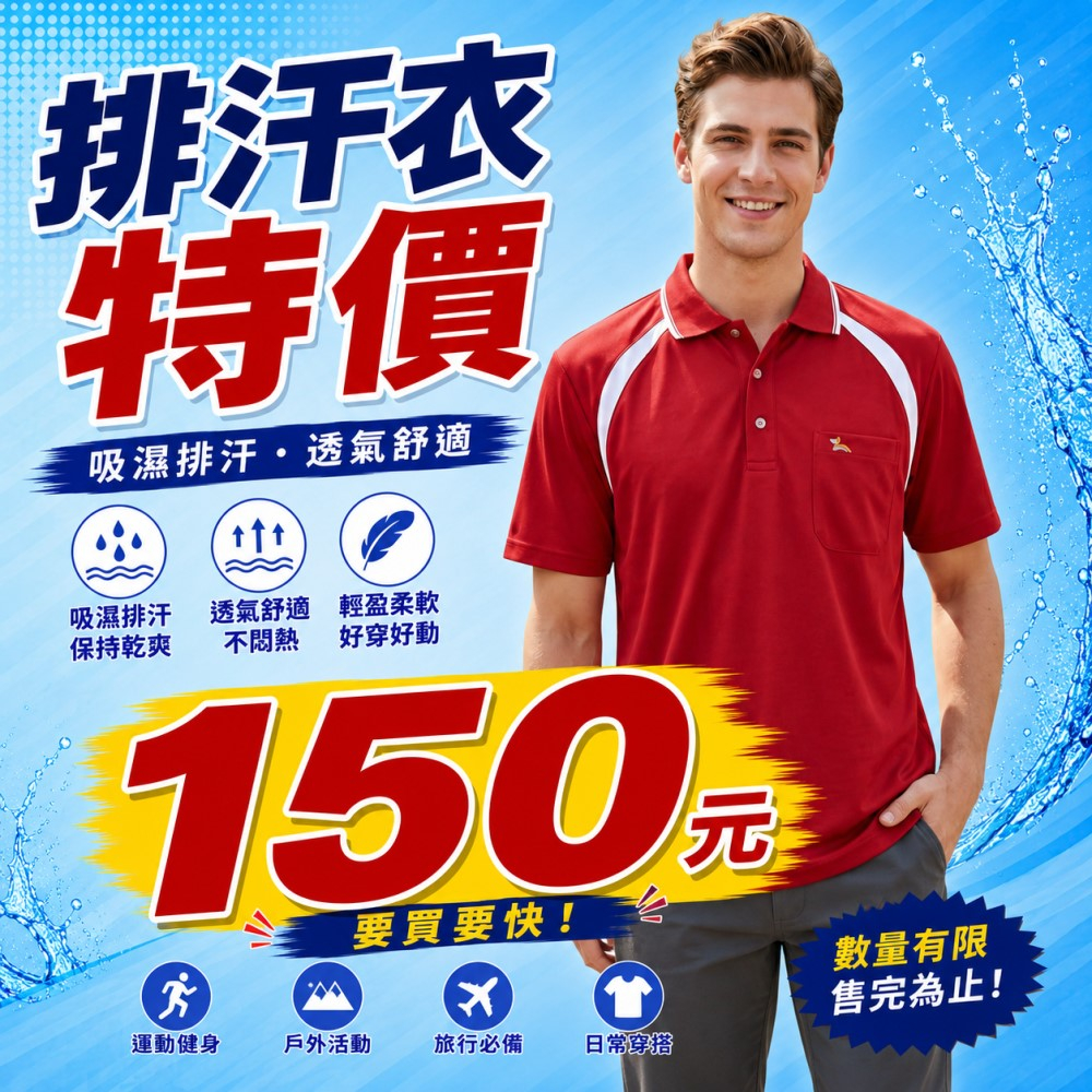 男款POLO排汗衫 J12016P-2 排汗衣 抗UV透氣 快乾 台灣製 喜樂屋戶外∣班服訂製∣團體服訂製