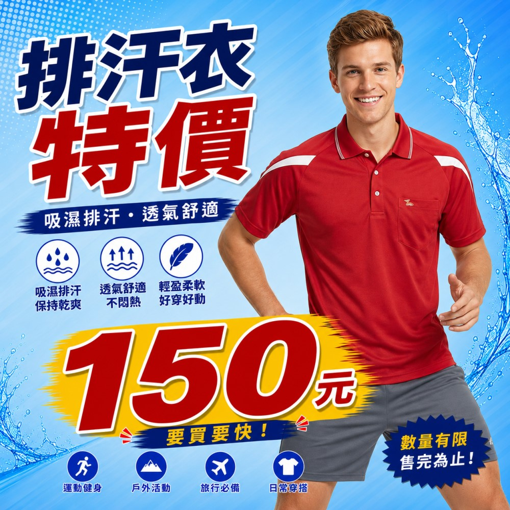 男款POLO排汗衫 J12016P-3 排汗衣 抗UV透氣 快乾 台灣製 喜樂屋戶外∣班服訂製∣團體服訂製