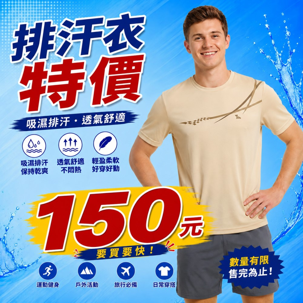 男款圓領T恤排汗衫 J12016T-1 排汗衣 抗UV透氣 快乾 台灣製 喜樂屋戶外∣班服訂製∣團體服訂製