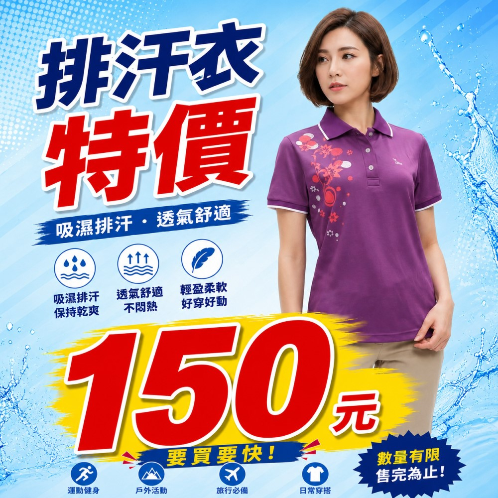 女款POLO排汗衫 J22016P-2 排汗衣 抗UV透氣 快乾 台灣製 喜樂屋戶外∣班服訂製∣團體服訂製