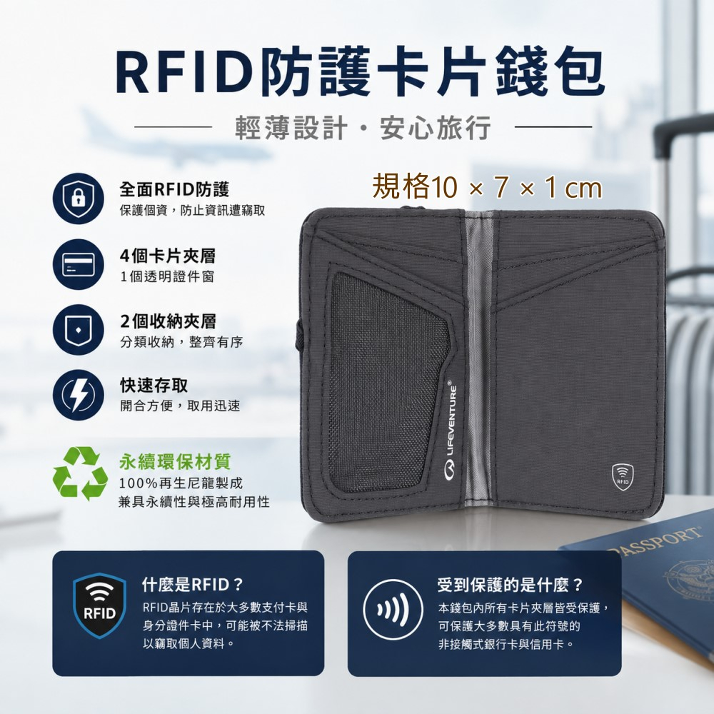 英國Li-venture防盜皮夾 RFID Card Wallet RFID 防盜保護皮夾 海軍藍 喜樂屋戶外登山休閒